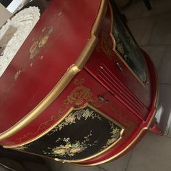 hand-painted demilune (half-moon) cabinet