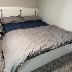 SONGESAND Queen Bed Frame and VALEVAG Spring Mattress