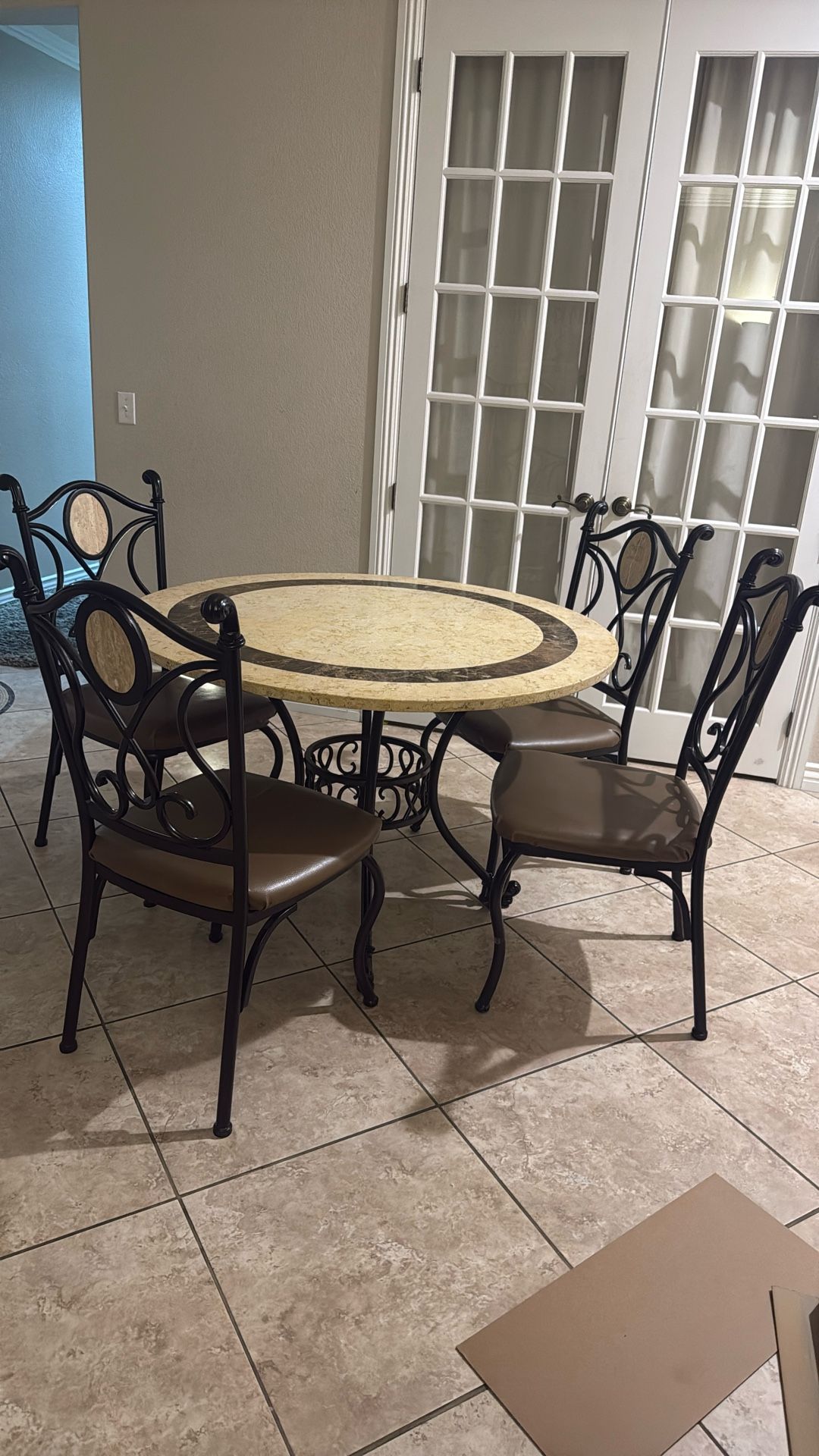 Dining Kitchen Set With Stone Tabletop, 4 Chairs Included