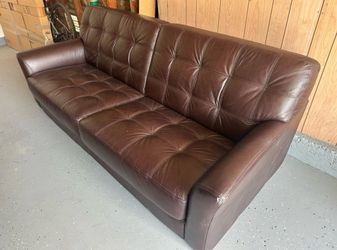 Brown leather couch