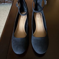 Style & Co Black Suede Block Heel Pumps 