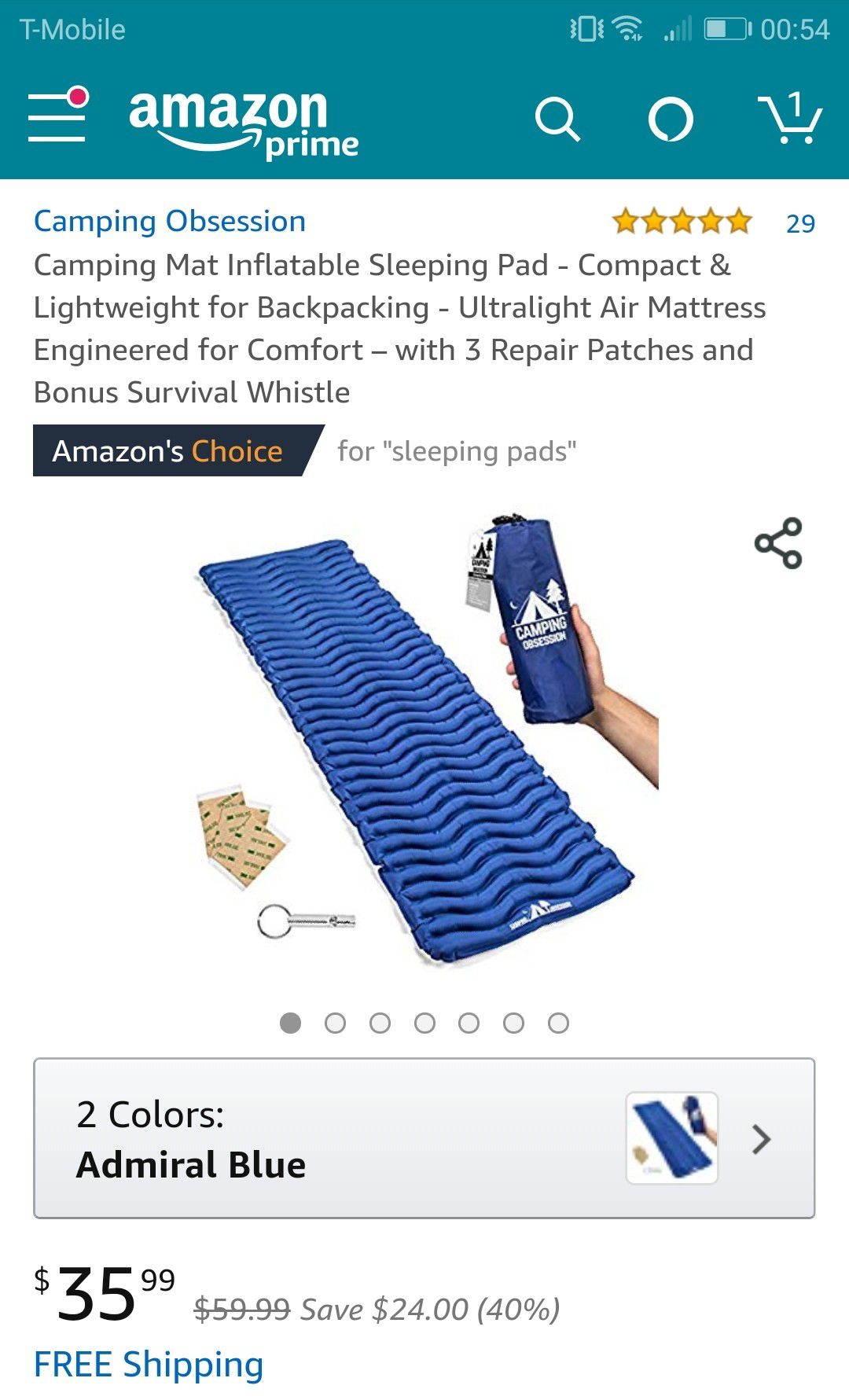 Camping mat inflatable sleeping pad- brand new