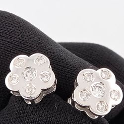 14K White Gold Daisy Diamond Cluster Earrings  0.40 TCW natural diamonds