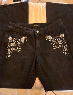 Dark Wash Rhinestone Embellished Jeans