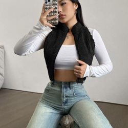 SHEIN EZwear Women's Zip Front Black Tank Top