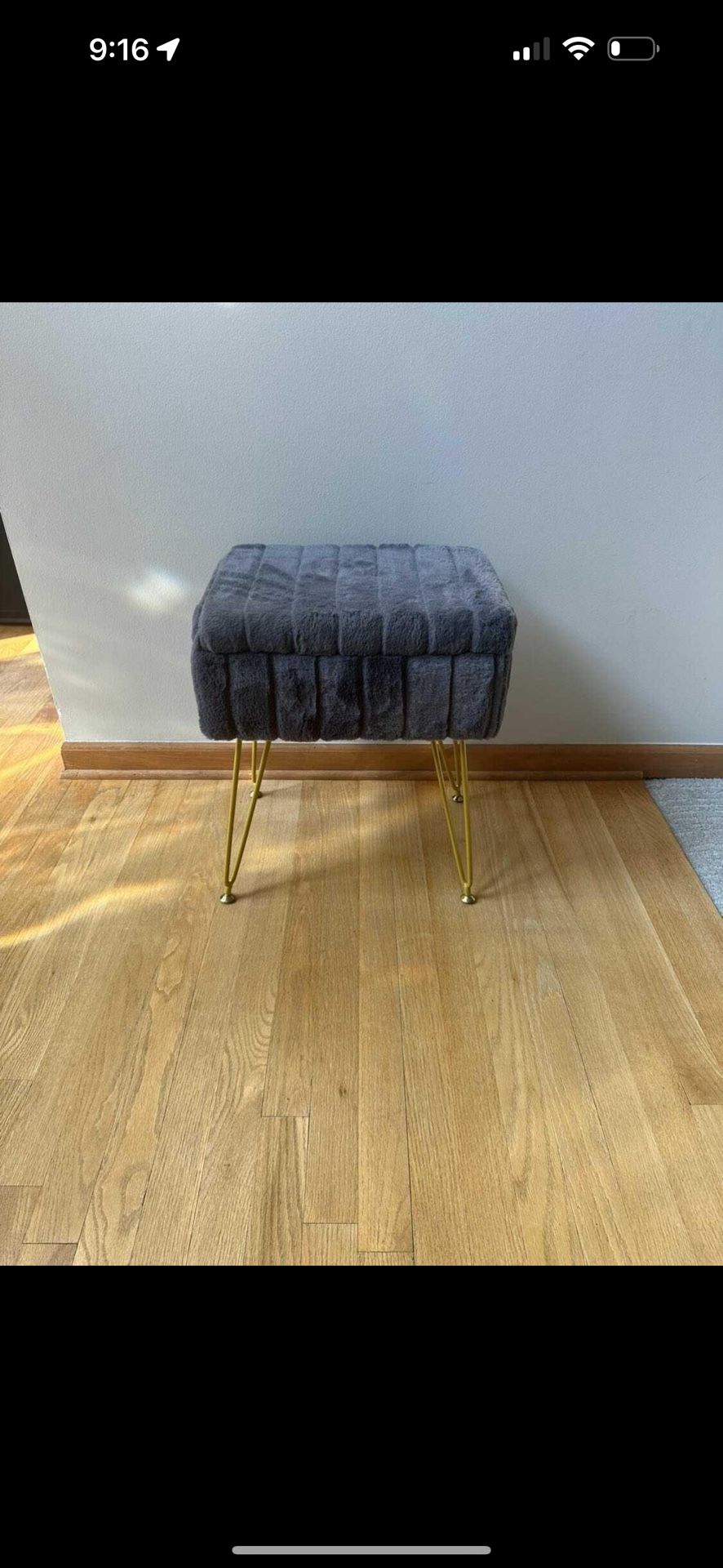 Faux Fur square vanity stool