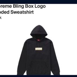 Supreme Bling Box Logo Hooded Sweatshirt  Black Size Small Brand New