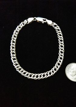 7" x 5.2 mm Sterling Silver Square Cuban Link Necklace w Lobster Claw Clasp. Made in Italy, signed
