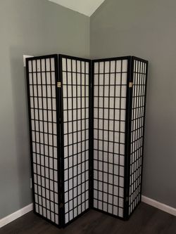 4-Panel Black Folding Privacy Screen / Room Divider