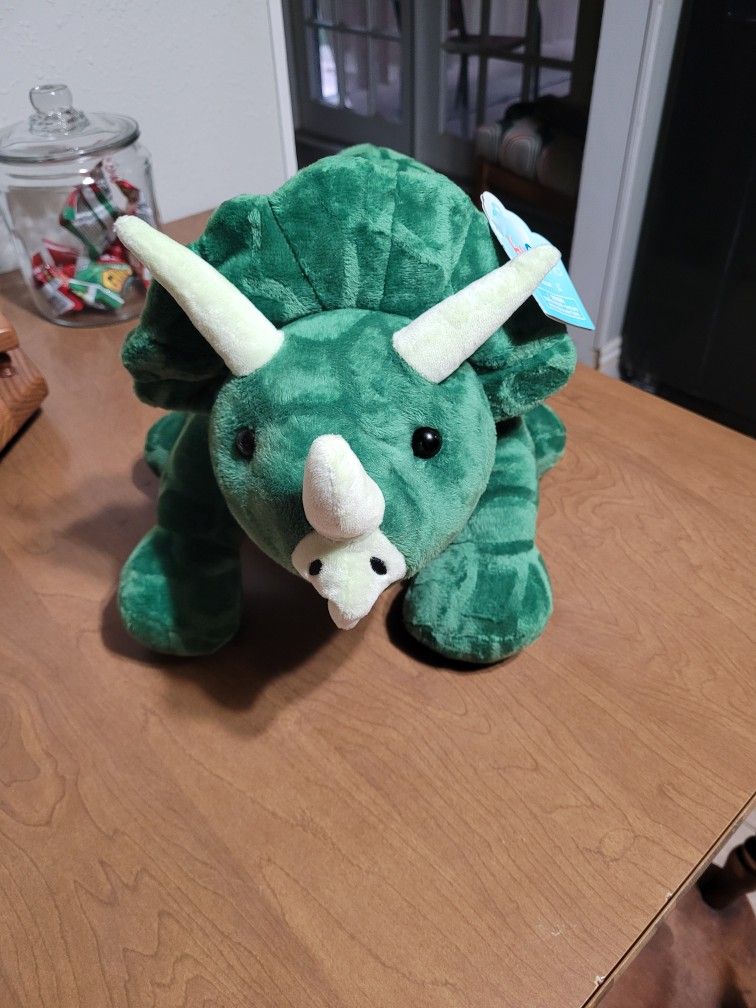 Triceratops Hug Me 21x6x6” Green Dinosaur Plushy