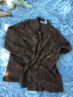 Velour cheetah button down