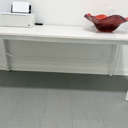 White wood Parsons Table Desk 71” x 32” d x 29.5” t
