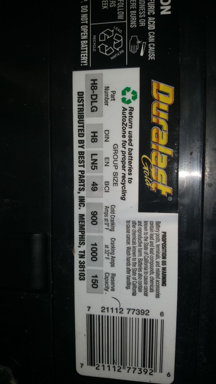 New Duralast gold H8-DLG car battery