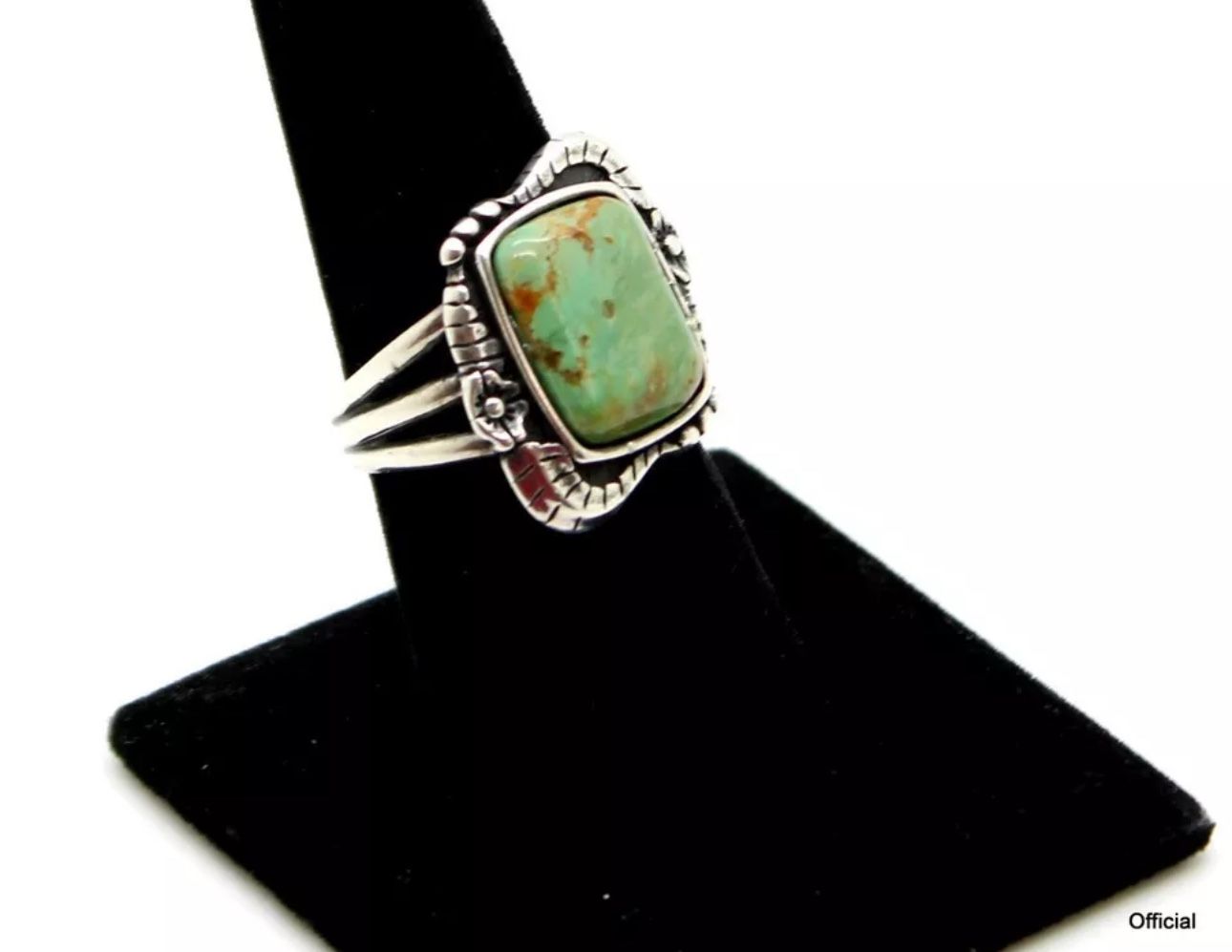 UNIQUE GREEN TURQUOISE STERLING SILVER SOUTHWESTERN RING 925 SZ 9.25