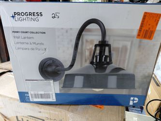 Progress Lighting wall sconce lantern light fixture in gloss black