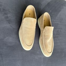 Loro Piana Beige Suede Slip-On Loafers — EU 44 / US 11