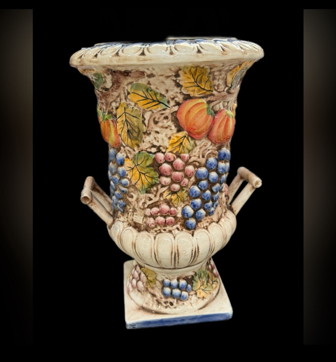 Antique 20th Century Hand Painted Italy  Urn 16in 
