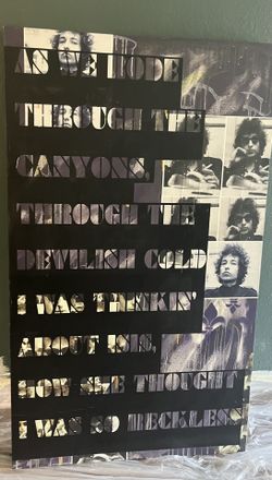 Large Purple Bob Dylan Graffiti Painted Canvas 