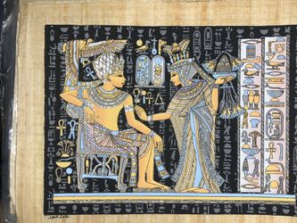 Egyptian arts papyrus 32x42cm King Tutankhamen wife
