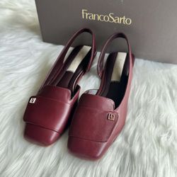 Franco Sarto Women's Teagan Slingback Shoes (Berry Red Leather) - Size 5.5 M
