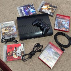 Play Station 3 With 7 Games , Controller HDMI Cable V8 Cable 