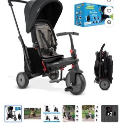 SmarTrike Flow 6-in-1 Folding Tricycle with Canopy, Black