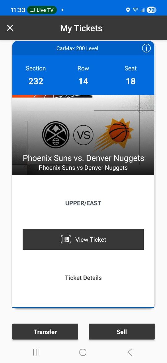 Suns Vs Nuggets ticket
