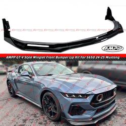 24-26 Ford Mustang V Style Gloss Black Front Bumper Lip