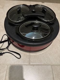 Farberware Triple Oval Buffet Crockpot Red