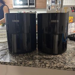 (2) Dreo Air Fryer - 100℉ to 450℉, 4 Quart Hot Oven Cooker with 50 Recipes, 9 Cooking Functions on Easy Touch Screen, Preheat, Shake Reminder, 9-in-1 