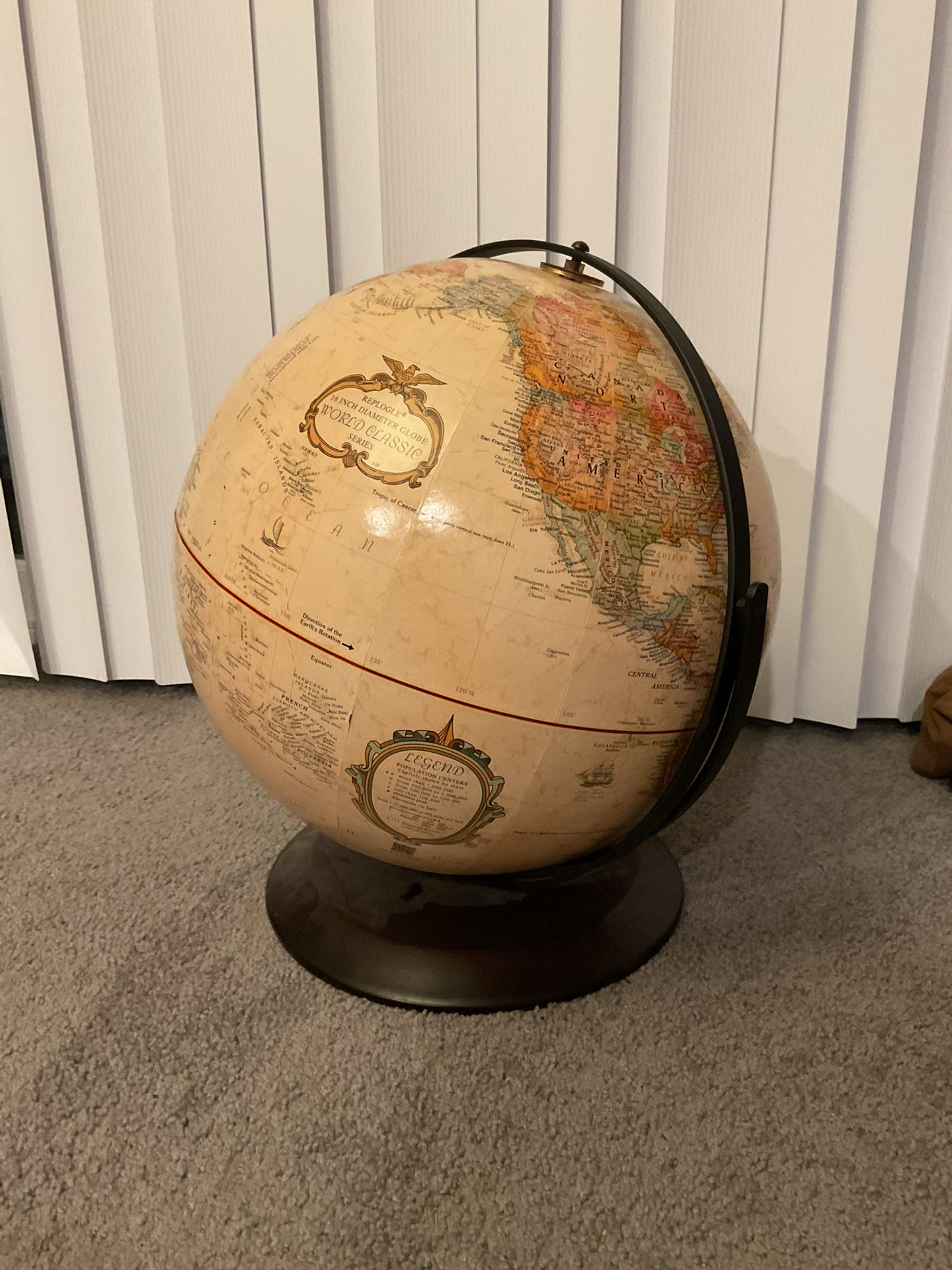 Replogle Vintage Collectible Globe Extra Large 16” p/u Bayport NY 11705