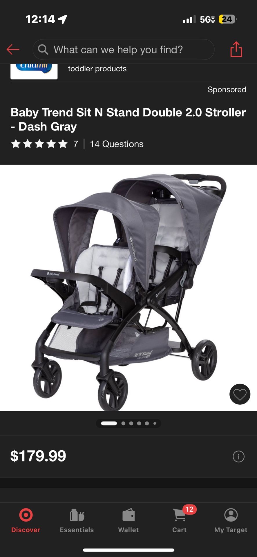 Baby Trend Sit N Stand Double 2.0 Stroller - Dash Gray