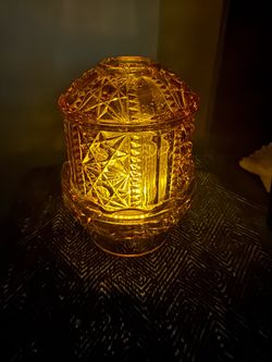 Amber Cut Glass Fairy Lamp Candle Holder