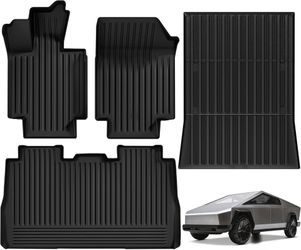 OEDRO Floor Mats & Truck Bed Mat Fit for Tesla Cybertruck 2024 2025,st & 2nd Row Car Mats , Black