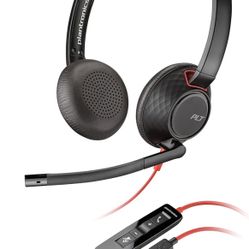 Poly - Blackwire 5220 USB-C Headset (Plantronics) - Wired, Dual Ear (Stereo) Computer Headset with Boom Mic - USB-C, 3.5 mm to connect to your PC, Mac