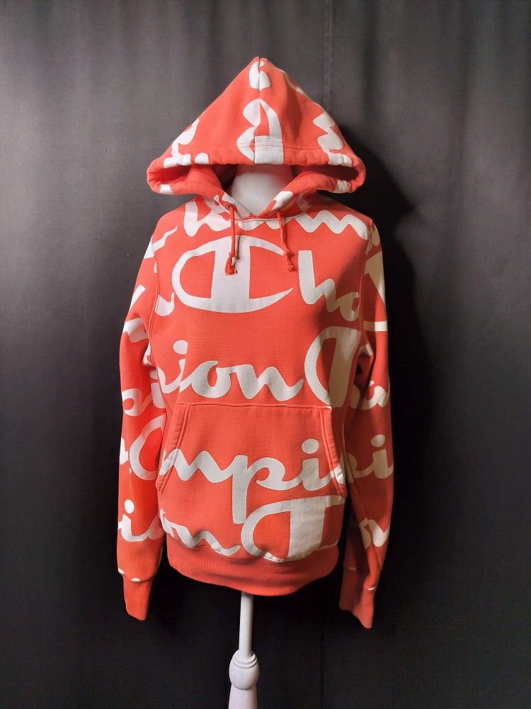 Women's Peach Champion Hooded Sweatshirt (Size Medium)