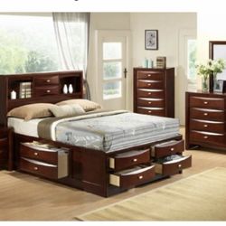Brand New Queen Bed Room Set In Black Or Cherry 
