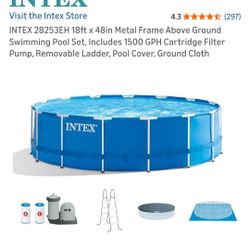 INTEX 28253EH 18ft x 48in Metal Frame Above Ground Swimming Pool