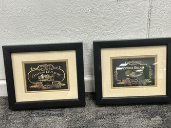 2-Black Framed Wine Art
