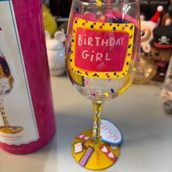 Lolita Birthday Girl Hand-Painted Wine Glass