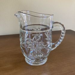 Vintage Anchor Hocking 5 1/4" Crystal Prescut Clear Pint Pitcher