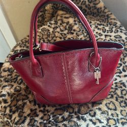 Fossil Red Bag Pebble Leather 