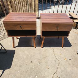 Mid Century Style End Tables With Hidden Compatment