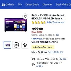 Roku Pro Series Mini-LED 75in TV Smart