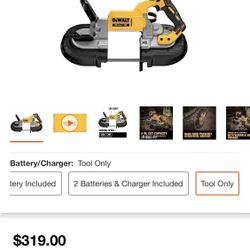 DEWALT 20-Volt MAX XR Cordless Brushless Deep Cut Band Saw (Tool-Only) Dcs374b