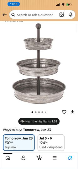 3 Tier Galvanized Round Metal Tray