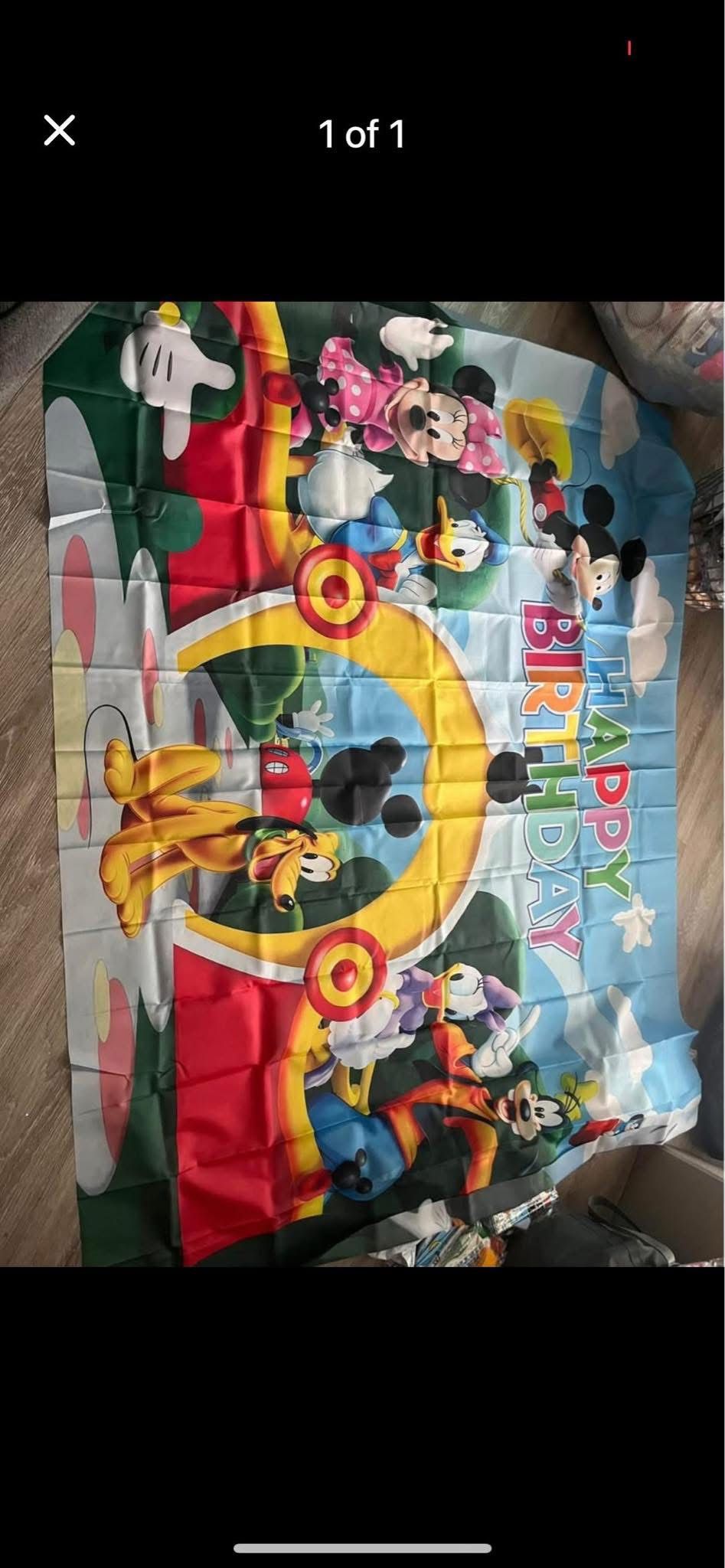 7by 5 Back Drop And Mickey Party Supplies