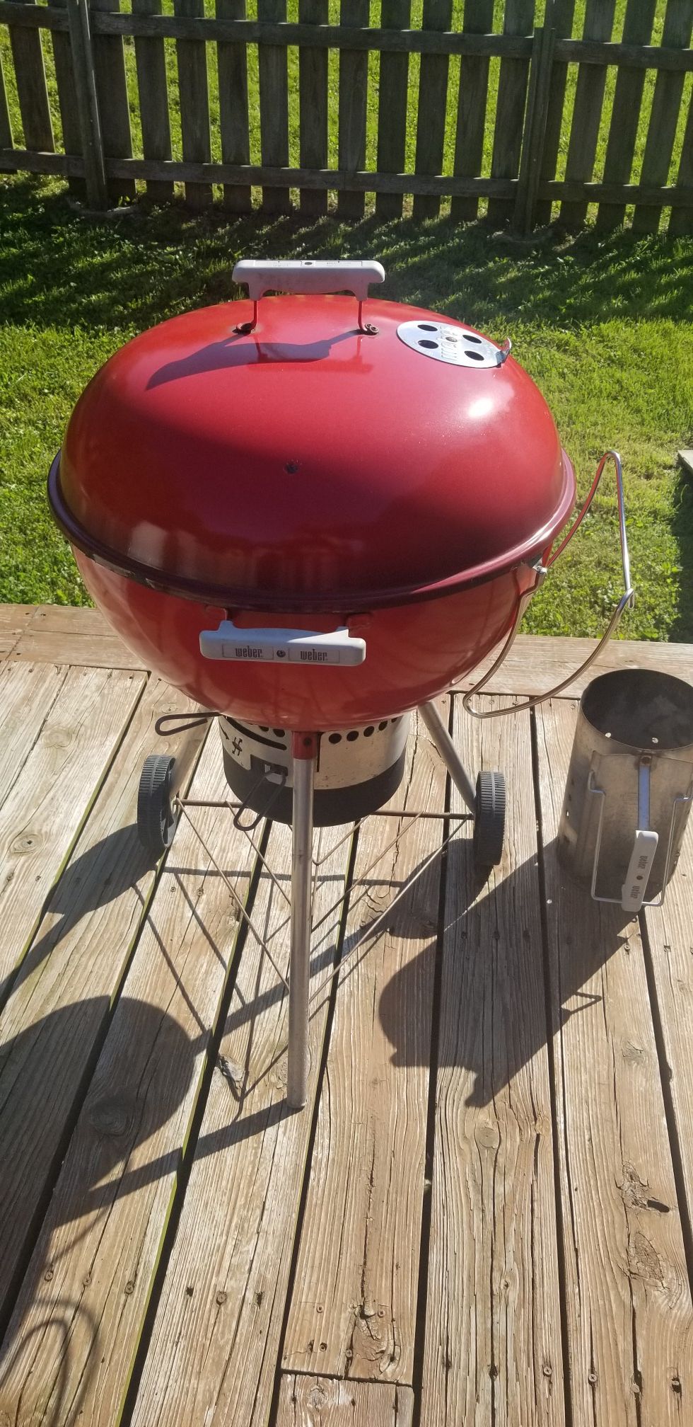 VINTAGE RED WEBER 22" BARBECUE BBQ CHARCOAL GRILL