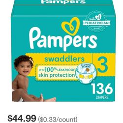 PAMPERS SWADDLERS SIZE 3 TO 7 $37 EACH BOX