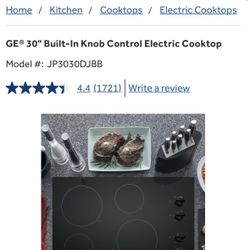 New GE 30” Electric Cooktop – JP3030DJBB – Black – Works Great 